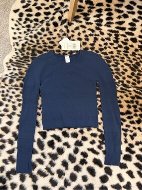 Fabletics Navy Long-Sleeve Knit Top